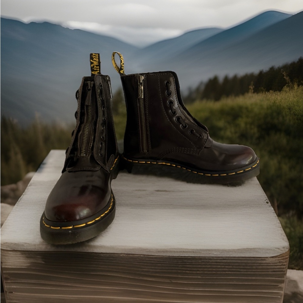 DR. MARTENS 1460 Twin Zip Combat Boots Women’s Girls Brown Size 6 Worn Once - Picture 3 of 15